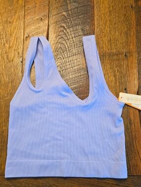 Colsie SMALL Asymmetrical Cut Out Crop Top Brami - Lavender NWT